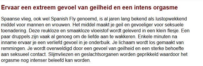 Spaanse vlieg geeft u lust        .