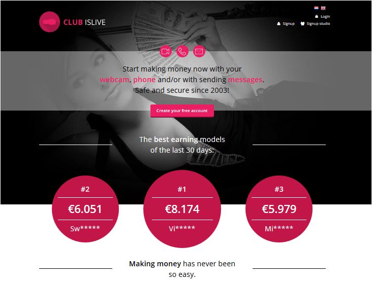 Earn a lot of money with your webcam or phone              .