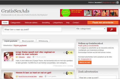 Werkzaam in de prostitutie? meld je gratis aan op gratissexads.nl