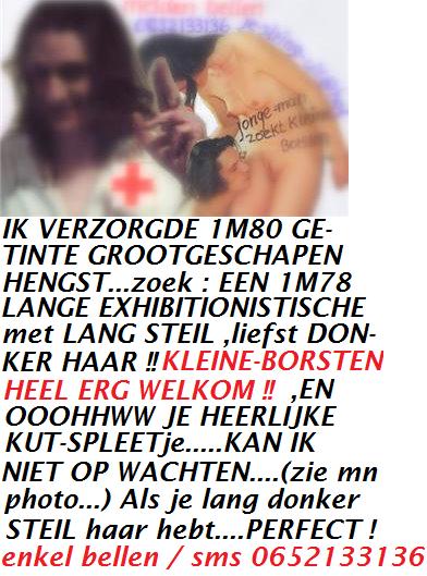 Ben jij +- 1M78 EXHIBITIONISTISCHE VROUW, met LANG steil donker haar /